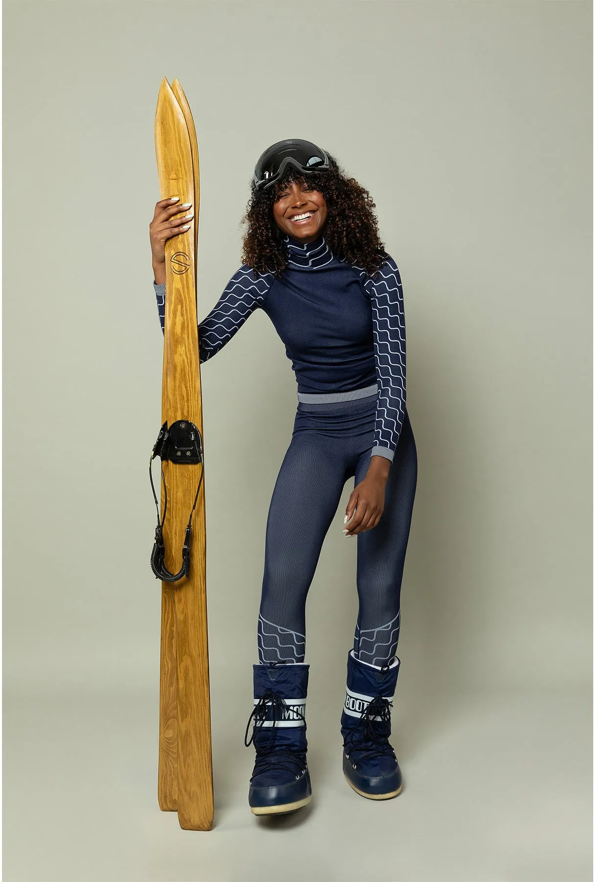 Sloobie Megeve Thermal Base Layer Top in Navy