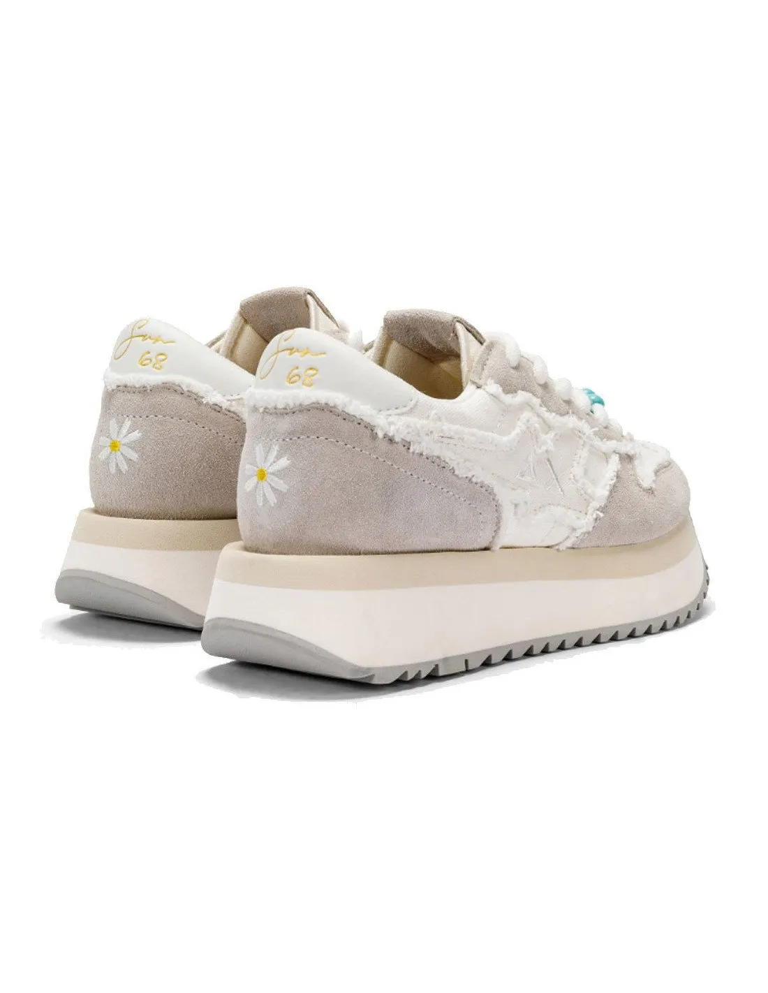 Sneakers Sun68 donna Big stargirl canvas Z34216 bianche panna