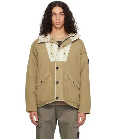 Stone Island Beige Contrast Panama Hooded Jacket