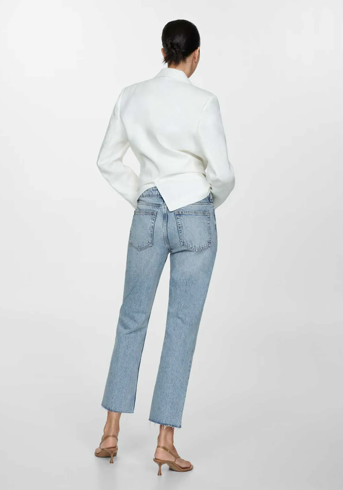 Stragiht fit cropped jeans - Open Blue