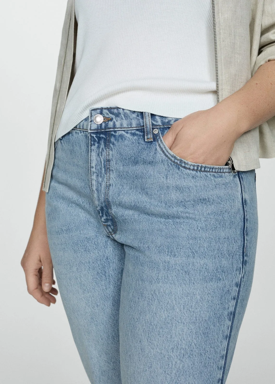 Stragiht fit cropped jeans - Open Blue