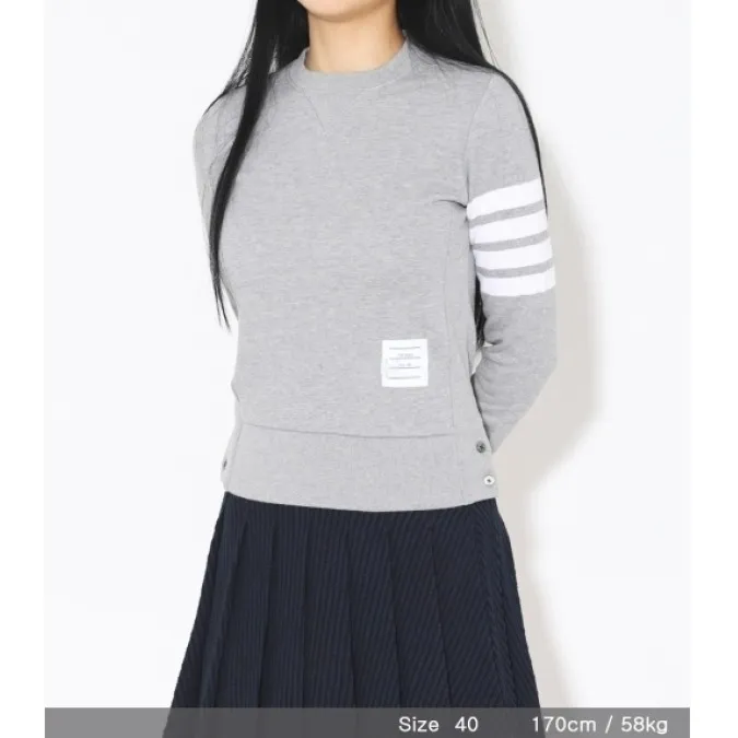 THOM BROWNE  |Crew Neck Street Style Long Sleeves Plain Cotton Logo