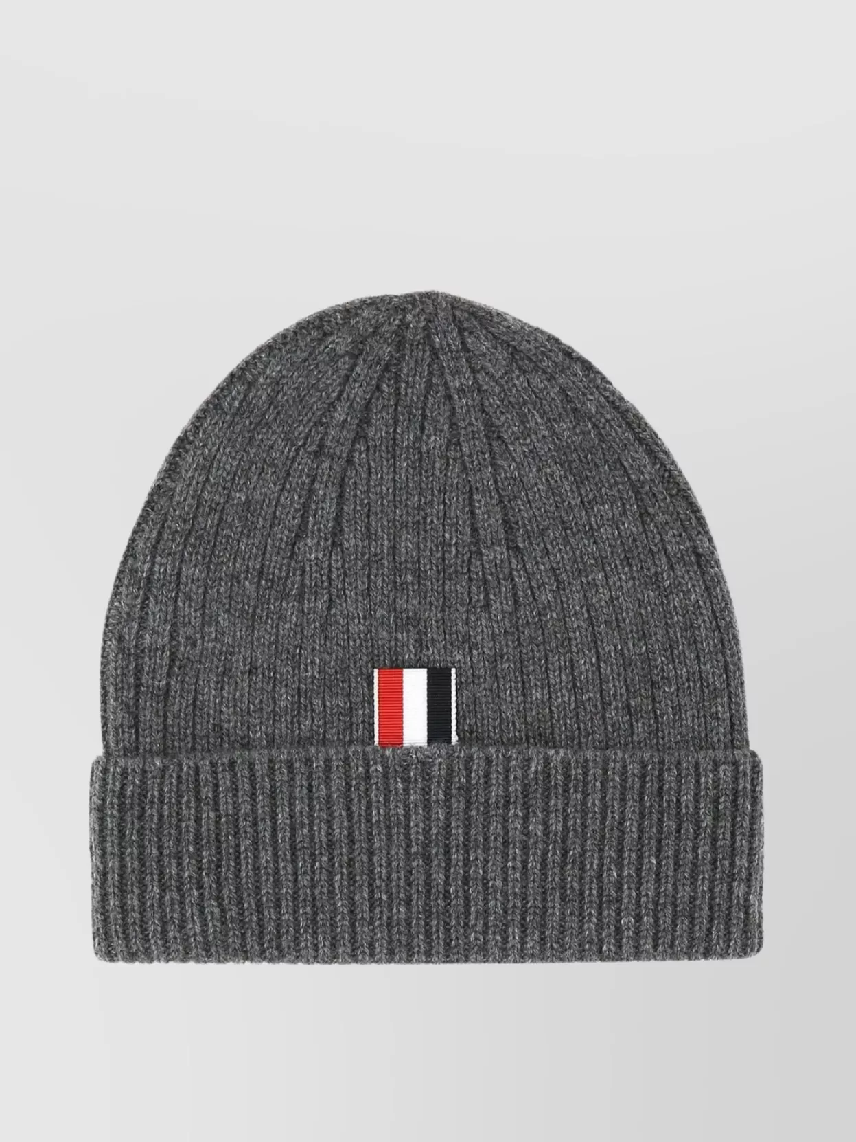 Thom Browne   Foldable ribbed cashmere beanie with embroidered bands