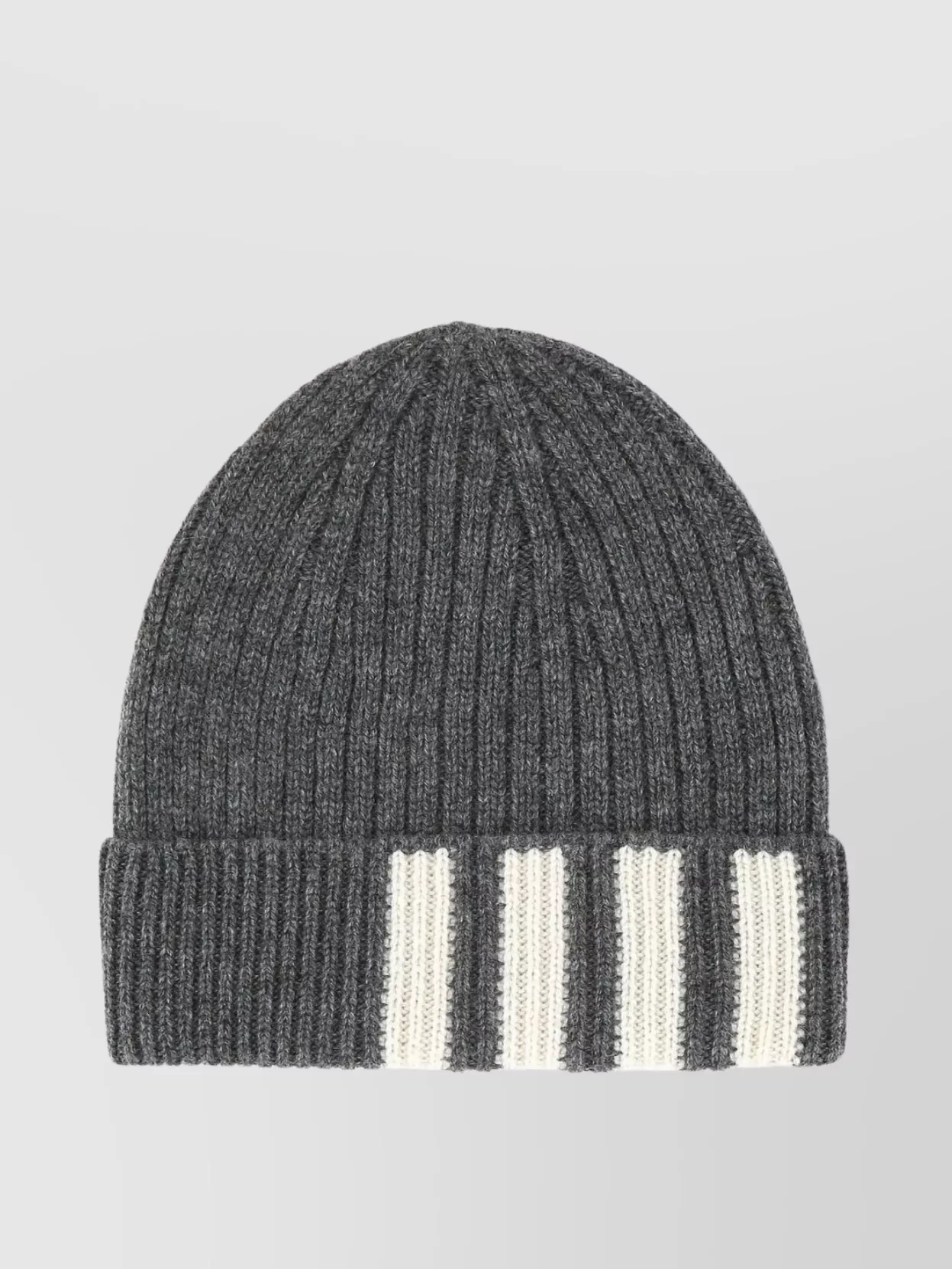 Thom Browne   Foldable ribbed cashmere beanie with embroidered bands