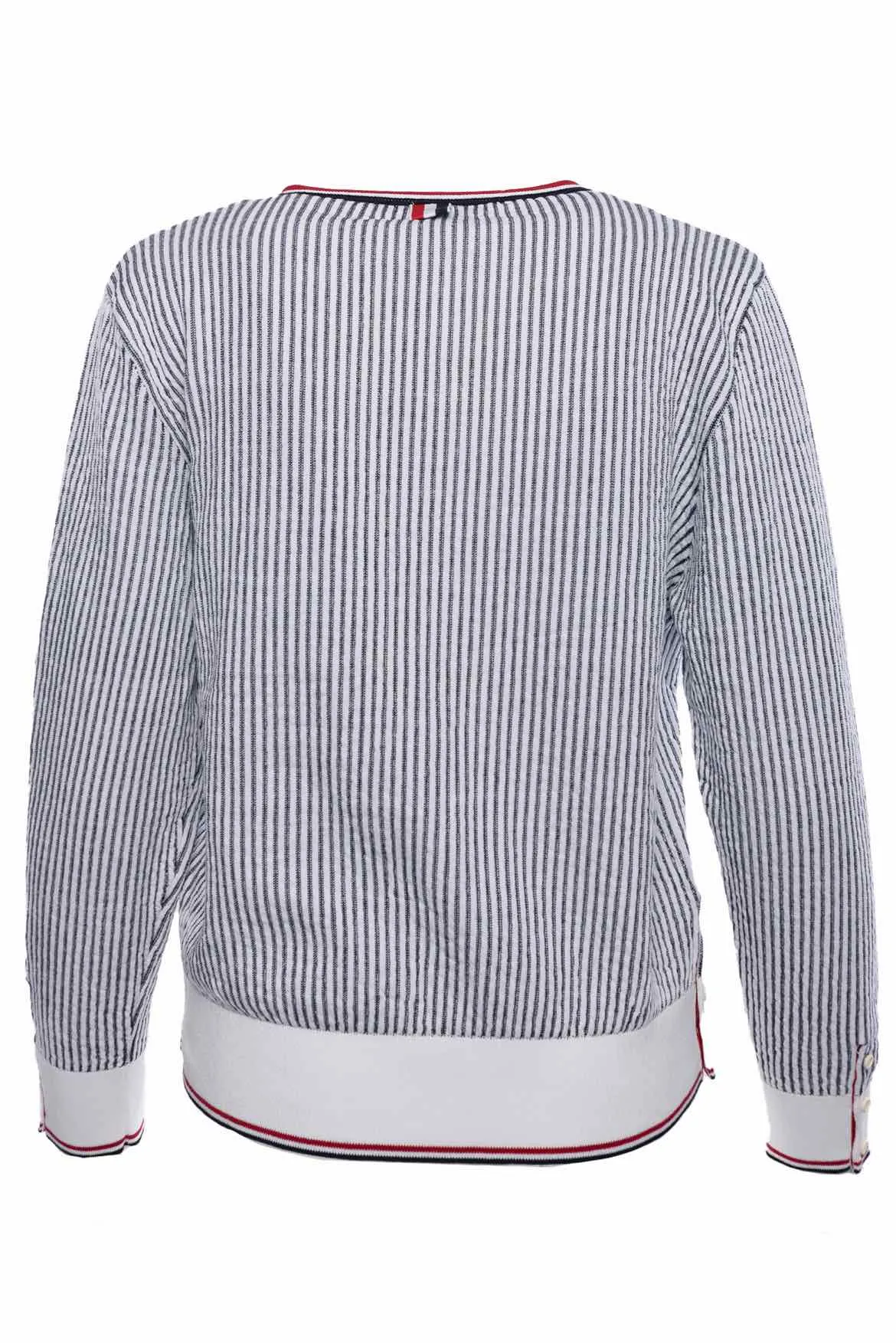 Thom Browne Size 2 Seersucker Jacquard Button-Front Cardigan