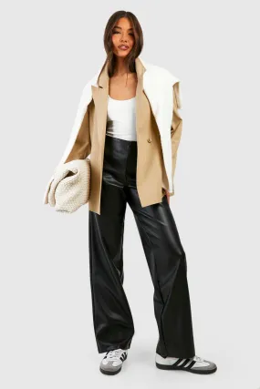 Trousers | Leather Look Low Rise Flared Trousers | boohoo