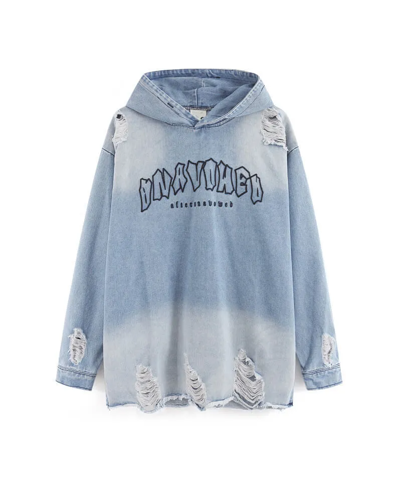 URKOOL  |Unisex Denim Street Style Bi-color Long Sleeves Plain Cotton