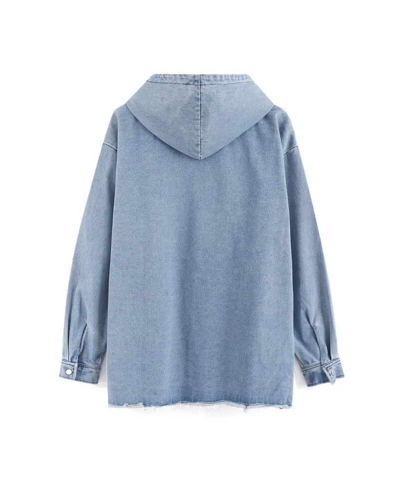 URKOOL  |Unisex Denim Street Style Bi-color Long Sleeves Plain Cotton