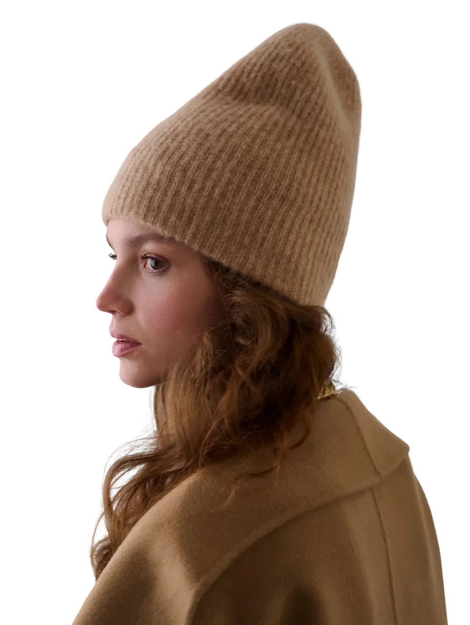 White + Warren Cashmere Plush Rib Beanie, Camel Heather