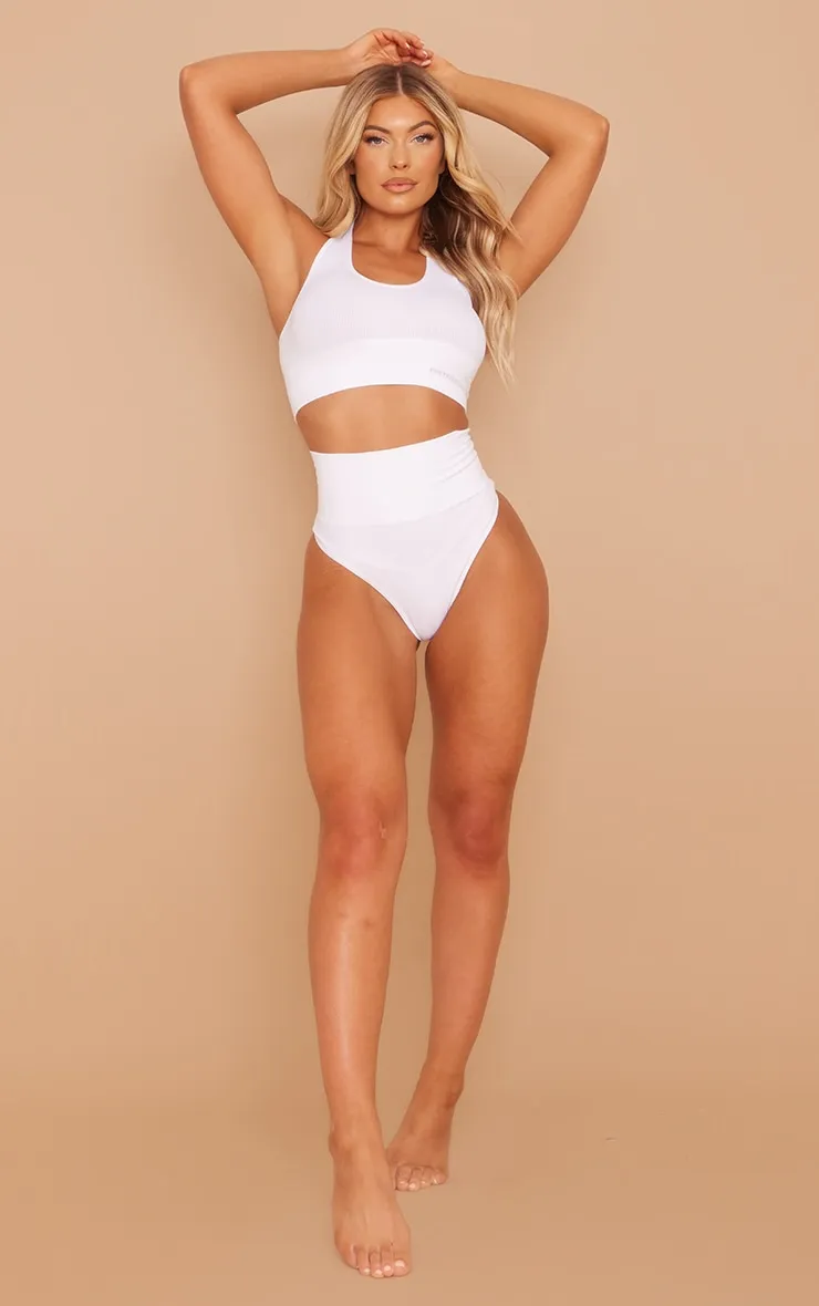 White Shapewear High Waisted Control Thong