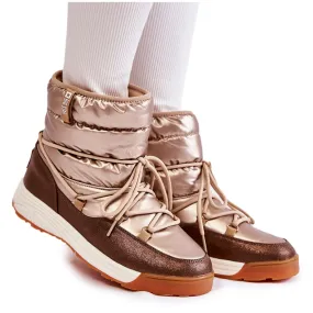 Women's snow boots Memory Foam Big Star KK274276 Gold-Brown golden