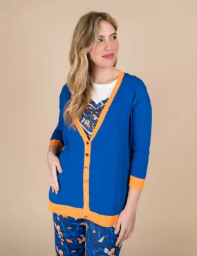 Z.o.e. - Cardigan bimaterico bluette